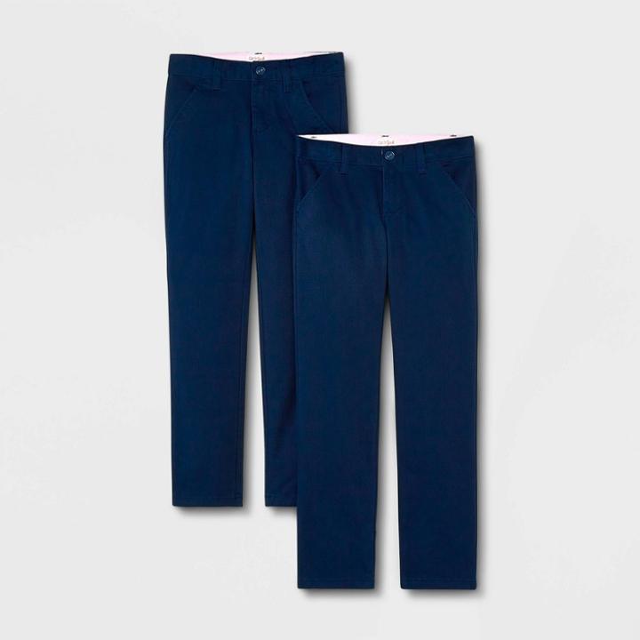 Girls' 2pk Straight Fit Uniform Chino Pants - Cat & Jack Blue