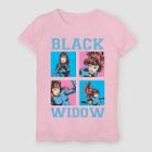 Girls' Marvel Pop Black Widow Short Sleeve T-shirt - Pink