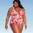 Women's Plus Slimming Control Shirred One Piece Swimwear - Dreamsuit By Miracle Brands Spice