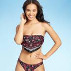 Women's Bandeau Bikini Top - Xhilaration Black Bandana Print D/dd Cup, Women's,