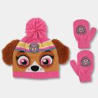 Toddler Girls' Paw Patrol Hat And Mitten Set - Pink