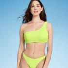 Women's Lightly Lined Pucker Textured One Shoulder Bikini Top - Shade & Shore Key