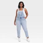 Women's High-rise Denim Overalls - Ava & Viv Light Blue Denim
