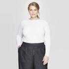 Women's Plus Size Long Sleeve Crewneck T-shirt - Prologue Fresh White