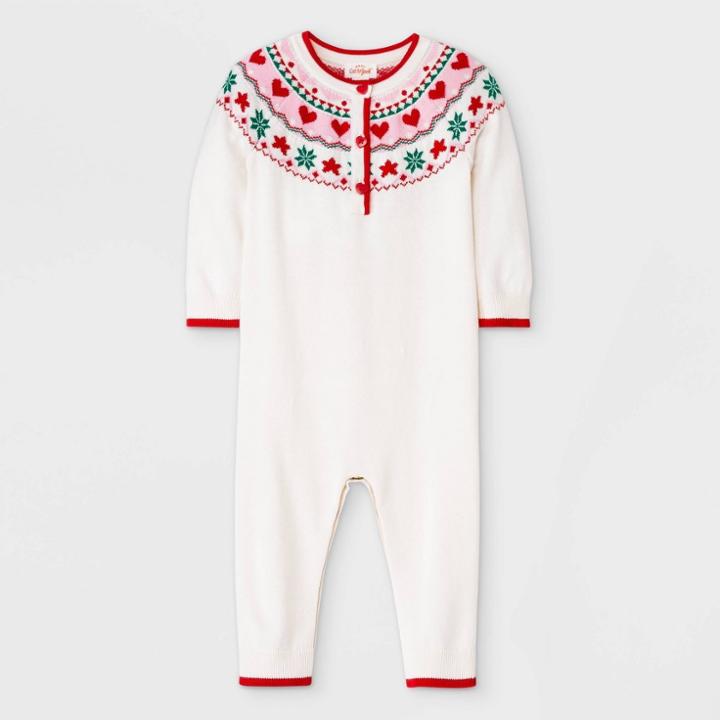 Baby Girls' Fair Isle Sweater Romper - Cat & Jack Cream