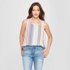 Women's Striped Henley Tank - Universal Thread Blue/pink/white S, Size: Xxl,