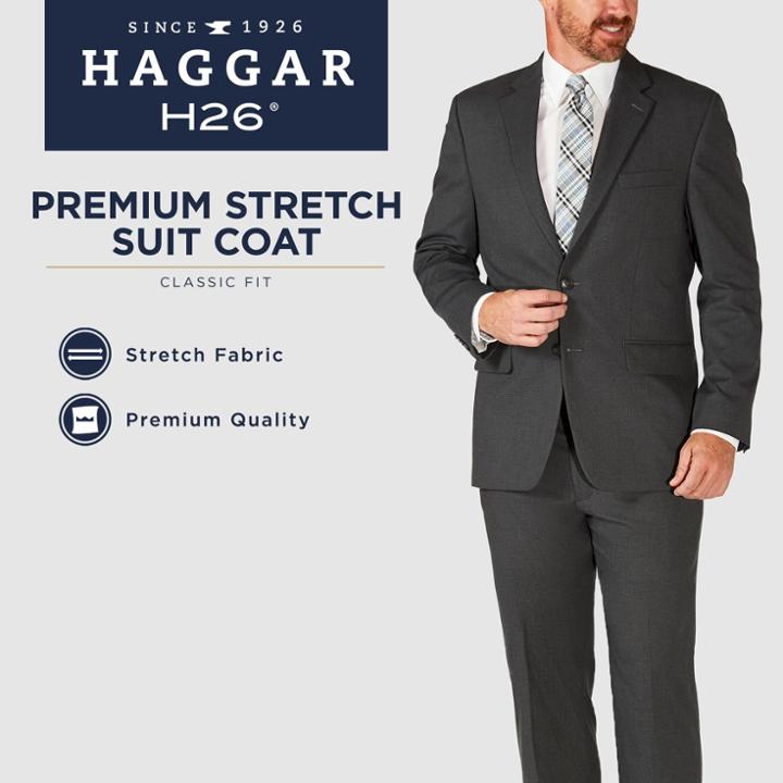 Haggar H26 Men's Classic Fit Premium Stretch Suit Jacket - Charcoal (grey) 40r, Size: