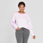 Women's Plus Size Balloon Long Sleeve Pullover - Ava & Viv Light Purple