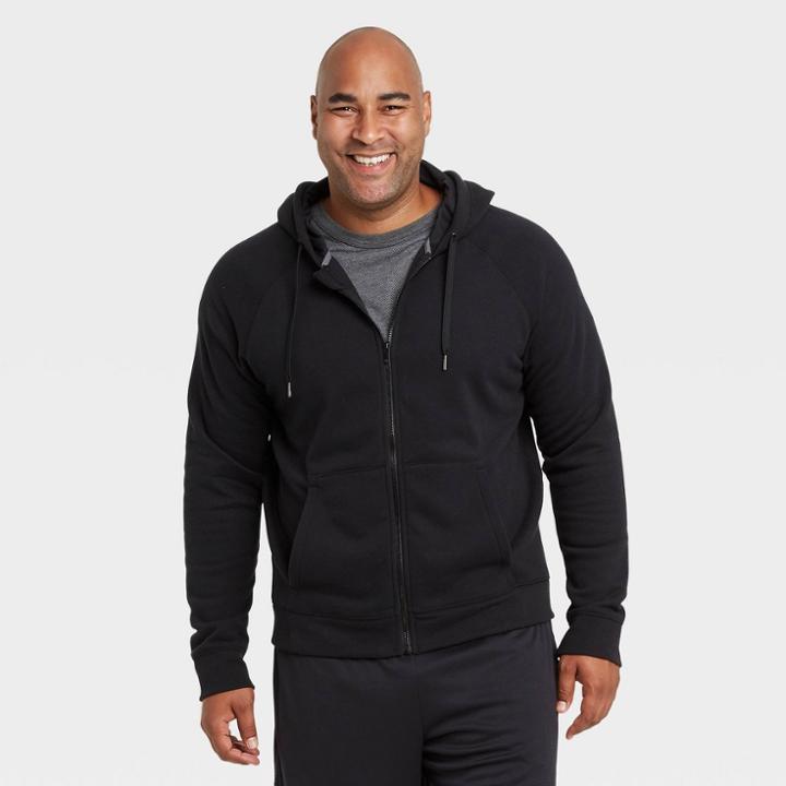 All In Motion Men's Cotton Fleece Full Zip Hoodie Sweatshirt - All In