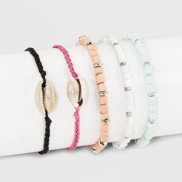 Bead And Cowrie Shell Mixed Bracelet Set 5ct - Wild Fable, Women's,