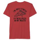 Hybrid Tees Men's Into Fitness Pizza T-shirt Red Heather
