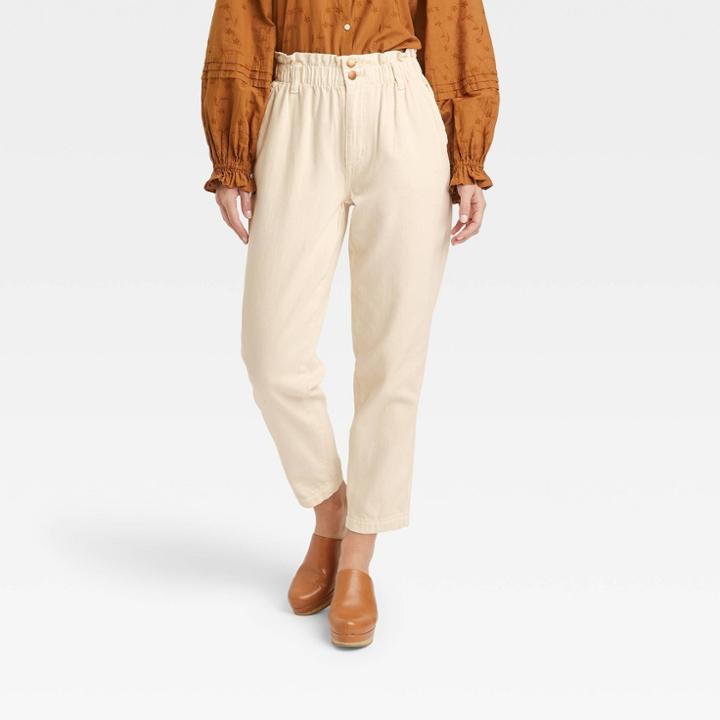 Women's High-rise Paperbag Tapered Jeans - Universal Thread Off-white