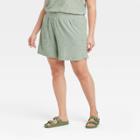 Women's Plus Size Mid-rise Pull-on Shorts - A New Day Green