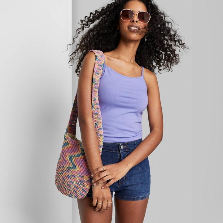 Women's Slim Fit Cropped Cami Tank Top - Wild Fable Purple