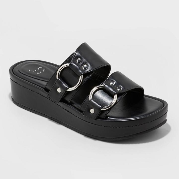 Women's Haisley Wedge Heels - A New Day Black