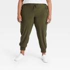 Women's Plus Size Stretch Woven Cargo Pants - All In Motion Olive