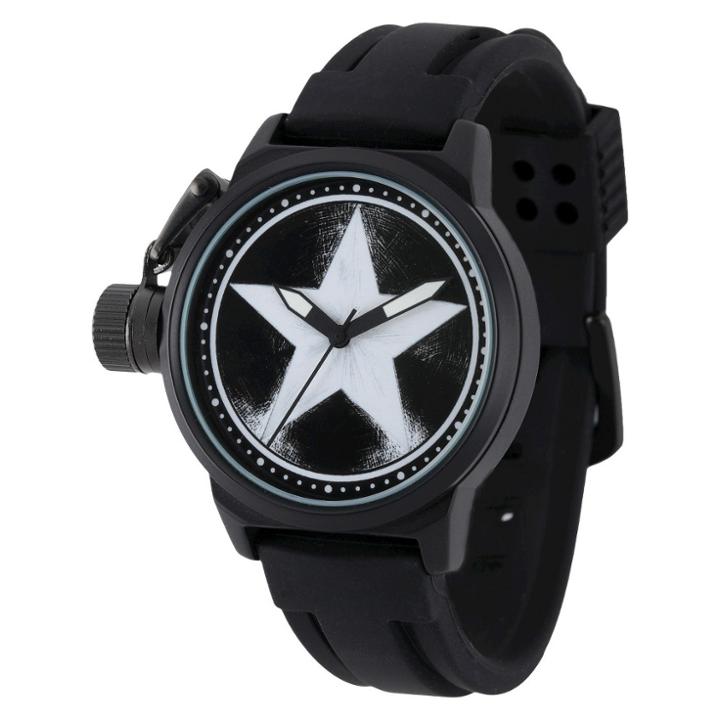 Disney Men's Marvel Captain America Crown Protector Watch - Black