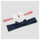 Baby Girls' 2pk Floral Dot Headwraps - Just One You Made By Carter's Pink/navy (pink/blue)