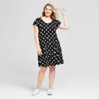 Women's Plus Size Floral Print Keyhole Knit Dress - Xhilaration Black X