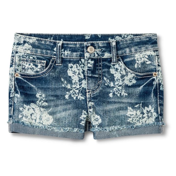 Cherokee Girls' Floral Jean Short - Denim Blue