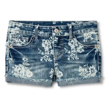 Cherokee Girls' Floral Jean Short - Denim Blue