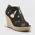 Women's Macie Wide Width Zip Front Espadrille Wedge - A New Day Black 8.5w,