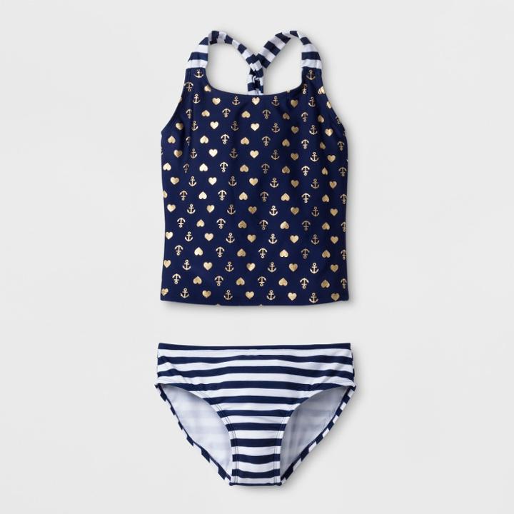 Girls' Sailor Girl Tankini Set - Cat & Jack Navy Xs, Girl's, Blue