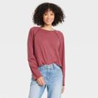 Women's Long Sleeve Sensory Friendly T-shirt - Universal Thread Burgundy