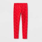 Girls' Mini Heart Leggings - Cat & Jack Dark Red