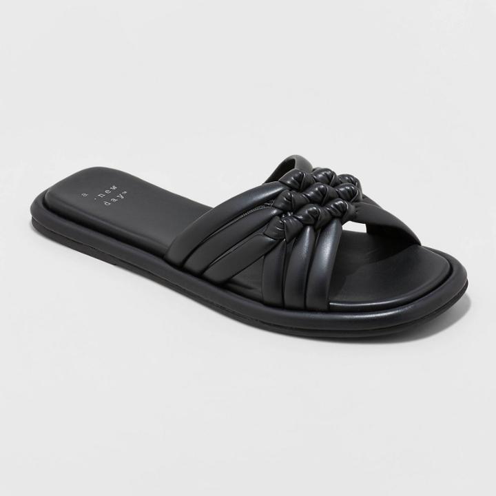 Women's Dulce Padded Knot Slide Sandals - A New Day Black