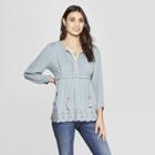 Women's 3/4 Sleeve V-neck Top - Knox Rose Blue