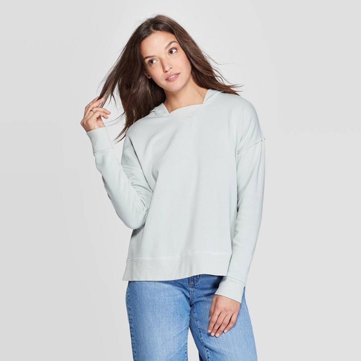 Women's Long Sleeve Fleece Hoodie Sweatshirt - Universal Thread Teal M, Size: