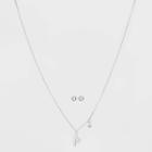 Silver Plated Cubic Zirconia Initial 'p' Chain Pendant Necklace And Earring Set - A New Day