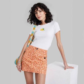 Women's High-rise Chino Mini Skirt - Wild Fable Rust Floral