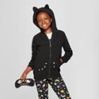 Girls' Halloween Cat Mask Hoodie - Cat & Jack Black