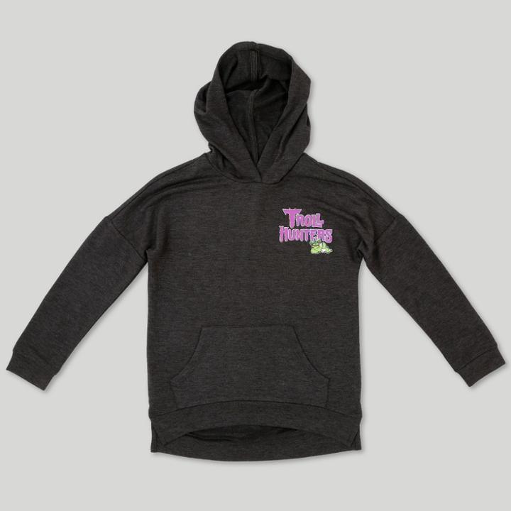 Girls' Trollhunters Long Sleeve Hooded Sweatshirt - Charcoal Gray