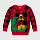 Toddler Mickey Mouse & Friends Pluto Plaid Sweater - Green/red
