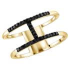 Distributed By Target 1/10 Ct. T.w. Round-cut Black Diamond Prong Set H Ring In Sterling Silver - Yellow