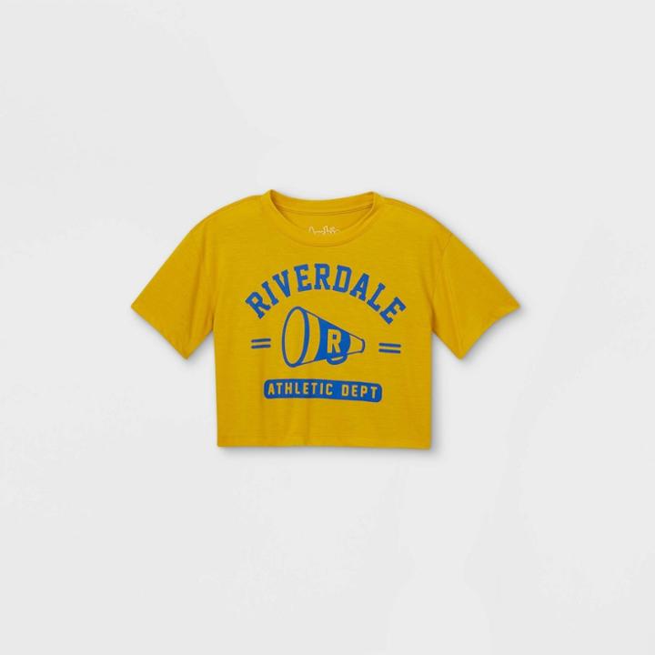 Warner Bros. Girls' Riverdale Short Sleeve Cropped Graphic T-shirt - Gold