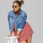 Women's Plus Size Oversized Cropped Denim Jacket - Wild Fable Christa Med Indigo