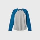 Men's Tall Standard Fit Long Sleeve Baseball T-shirt - Goodfellow & Co Blue