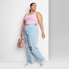 Women's Plus Size Super-high Rise Distressed Baggy Jeans - Wild Fable Light Wash 18w,