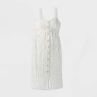 Maternity Sleeveless Button-front Woven Dress - Isabel Maternity By Ingrid & Isabel White