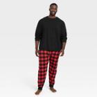 Men's Big & Tall Plaid Long Sleeve Crew + Jogger Pajama Set - Goodfellow & Co Black