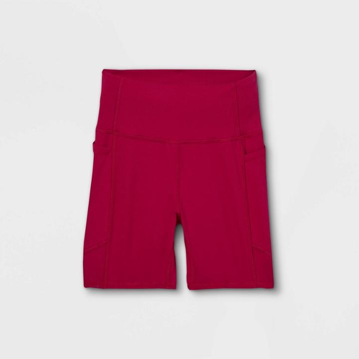 Girls' Pocket Bike Shorts - All In Motion Cranberry