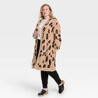 Women's Plus Size Cardigan - Knox Rose Beige Leopard Print