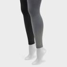 Muk Luks Women's Fleece Lined 2pk Footless Tights - Black/gray