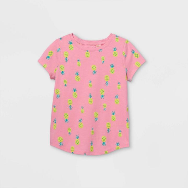 Girls' Printed Short Sleeve T-shirt - Cat & Jack Peony Pink