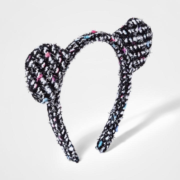 Toddler Girls' Animal Ears Headband With Knitted Fabric & Tinsel - Cat & Jack Black