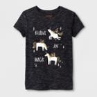 Girls' Unicorn Short Sleeve T-shirt - Cat & Jack Black